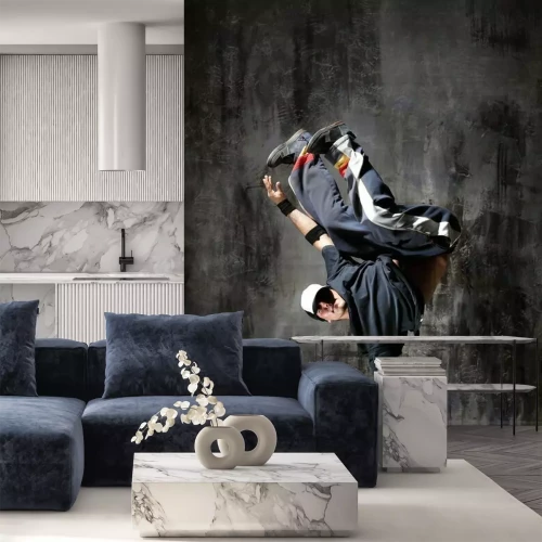 Fotobehang Breakdance op de achtergrond van beton