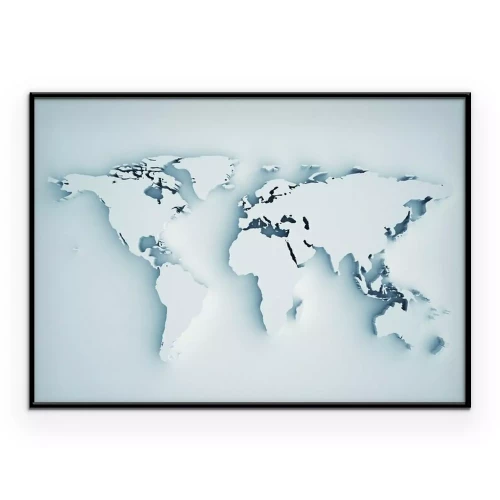 Poster 3D-wereldkaart in grafische stijl