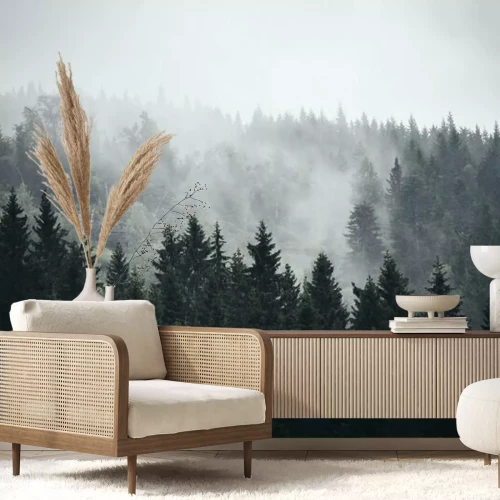 Fotobehang Mist in het Noorse bos