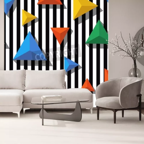Fotobehang Gekleurde 3D driehoeken