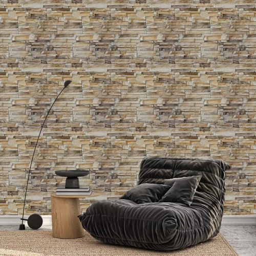 Behang Muursteen boven elkaar gerangschikt
