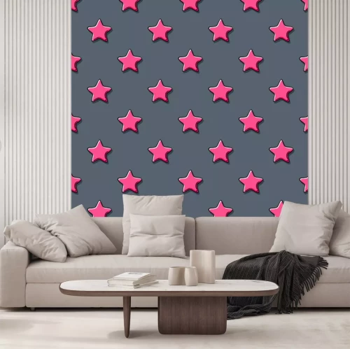 Sticker Roze sterren krabbelen schets patroon achtergrond.