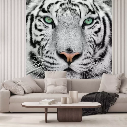 Sticker Close-up van een groenogige tijger