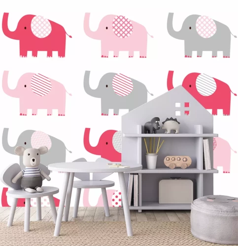 Sticker Kleurrijke olifanten met oren in zicht