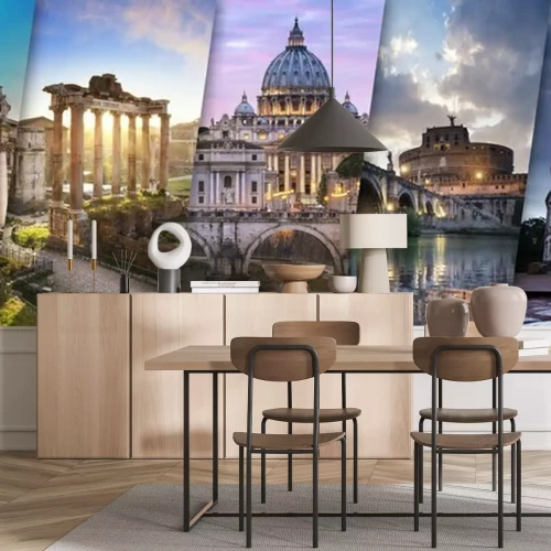 Fotobehang Moza?ek met Romeinse gebouwen