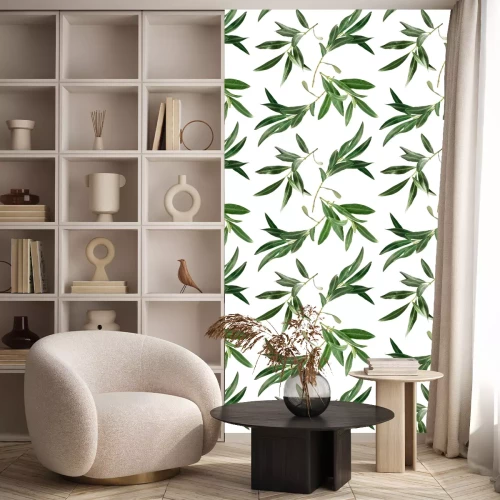 Behang Olijftak op een witte achtergrond