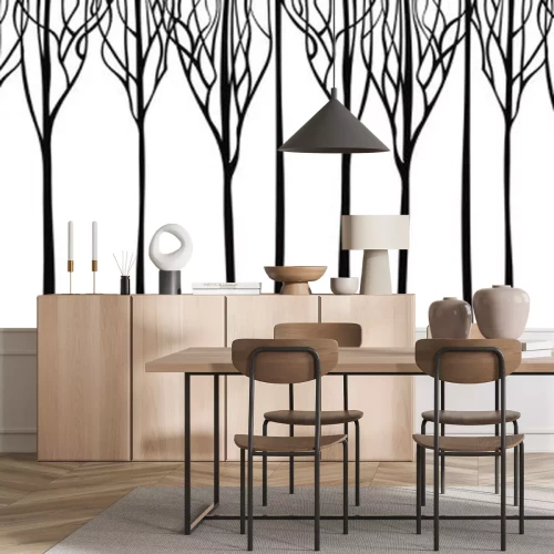 Sticker Minimalistische afbeeldingen met bladerloze bomen