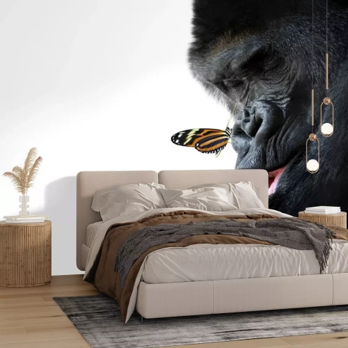 Sticker gorilla en vlinder dier vriendschap