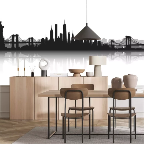 Sticker New York City Skyline Vector Wit en wit