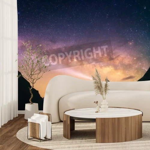 Fotobehang Melkweg boven een bos