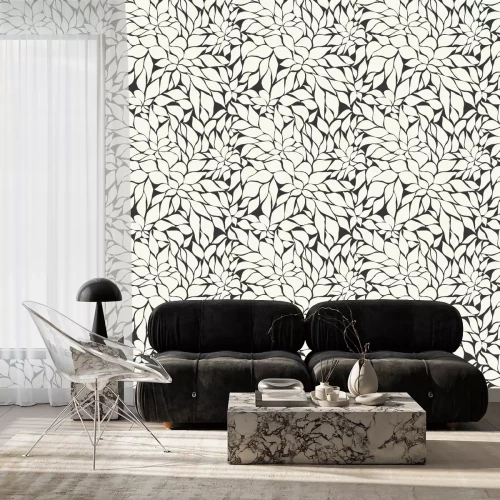 Behang Bloemblaadjes van witte planten