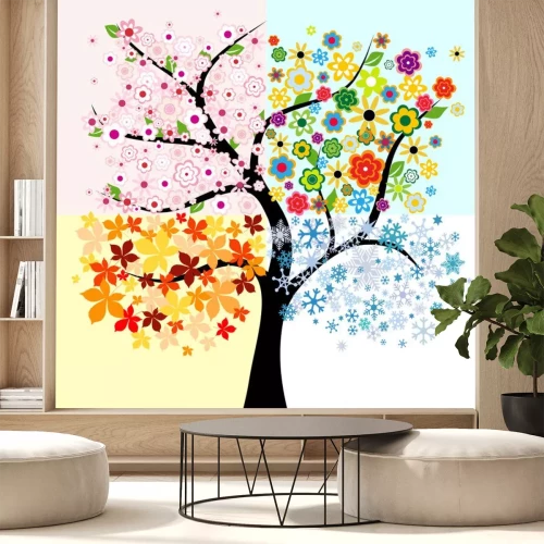 Sticker Vier seizoen boom