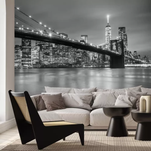 Fotobehang New York &#39;s nachts in zwart-wit
