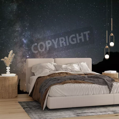 Fotobehang Bergen en bossen onder een sterrenhemel