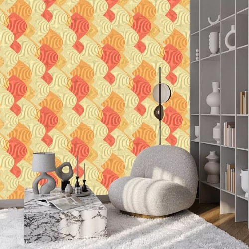 Behang Aziatische lantaarns in de kleuren rood en oranje