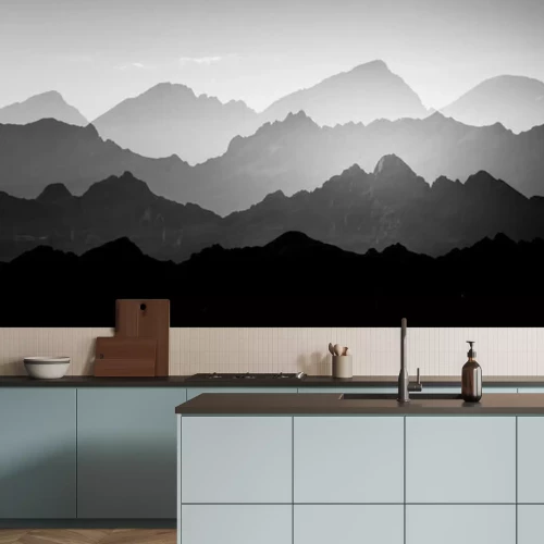 Fotobehang Abstract berglandschap in zwart-wit