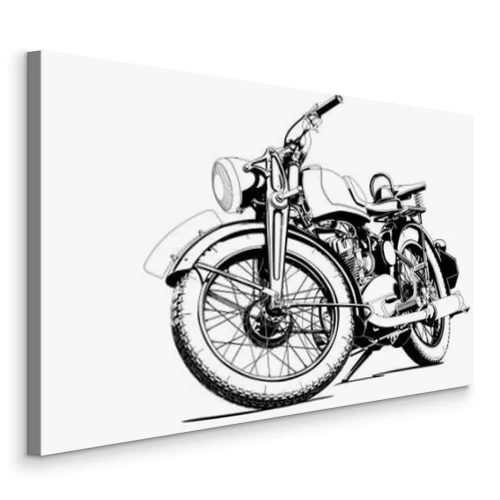 Canvas Schets van een vintage motorfiets