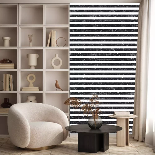 Behang Motief van verouderde zwarte en witte strepen