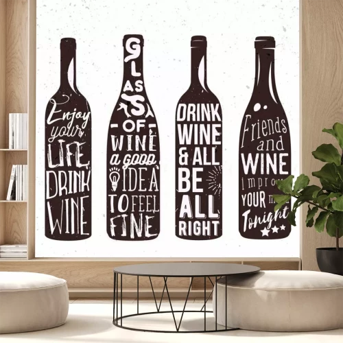 Sticker Bruine flessen met witte retro-letters