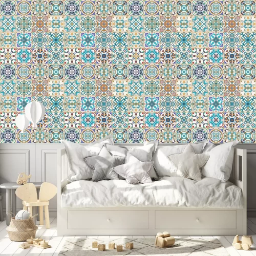 Behang Vector naadloze textuur. Mooie patchwork patroon voor design en mode met decoratieve elementen