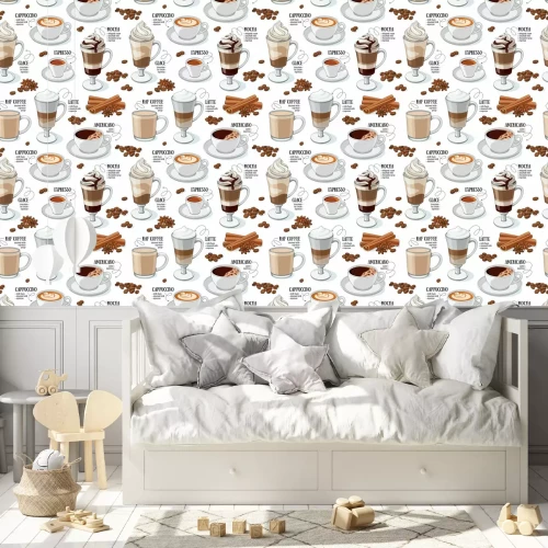 Behang Soorten koffie naadloos patroon