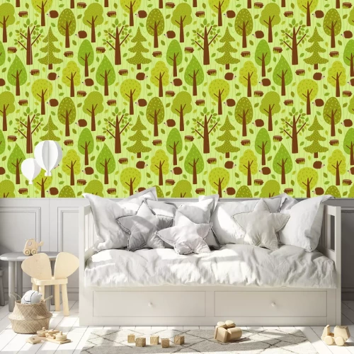 Behang naadloze patroon met egel in forest - vector illustratie, eps