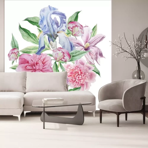 Sticker Boeket van irissen en pioenrozen