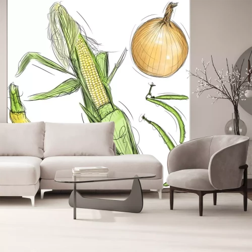 Sticker Maïs, ui, pompoen, en groene bonen