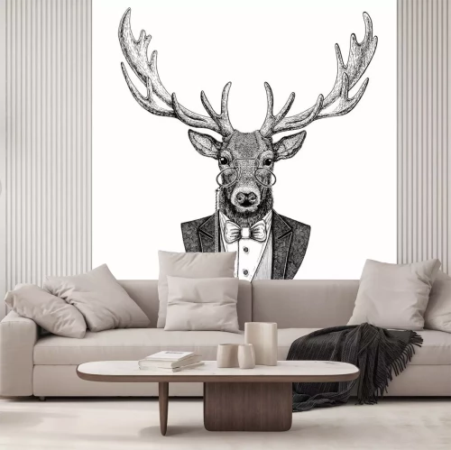 Sticker Buste van een sierlijk hert met bril