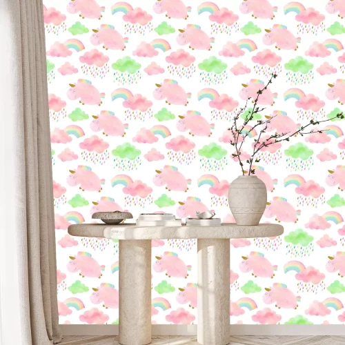 Behang Kleurrijke regendruppels