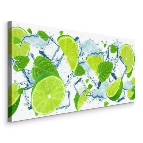 Canvas Groene limoencitrus in water