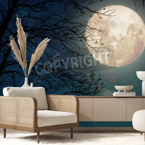 Fotobehang Boom in het maanlicht