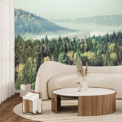 Fotobehang Bos in groene tinten