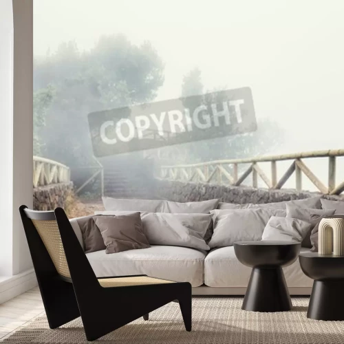 Fotobehang Mistige brug