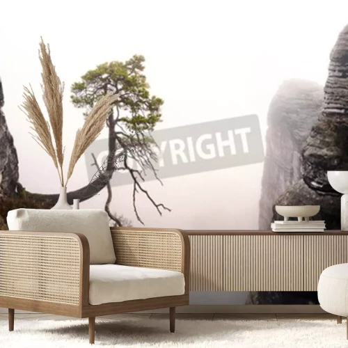 Fotobehang Boom boven een klif