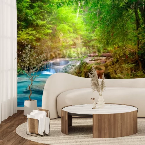 Fotobehang Tropen, bomen en waterval