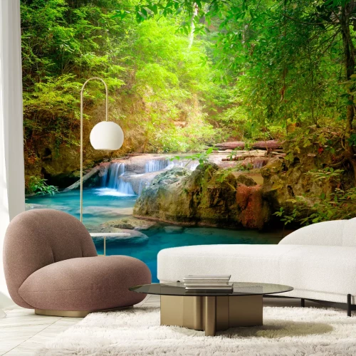 Fotobehang Tropen, bomen en waterval