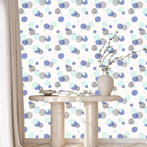 Behang Patroon met stippen cirkels en strepen