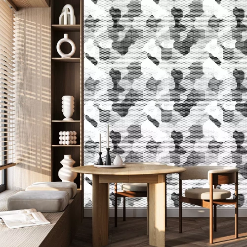 Behang Grijze halftonen