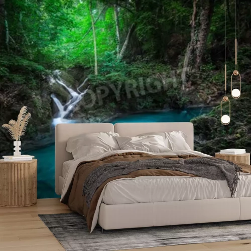 Fotobehang Turquoise beek in de jungle