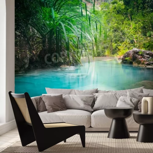 Fotobehang Turquoise water in de jungle