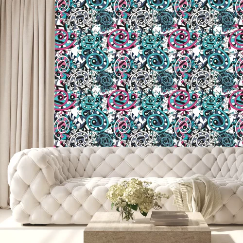 Behang Jeugdornamenten in kleuren