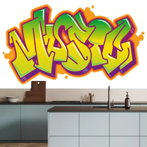 Sticker Muziekwoord in graffiti stijl