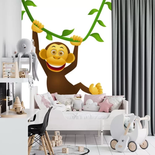 Sticker Een aap die aan een liaan slingert