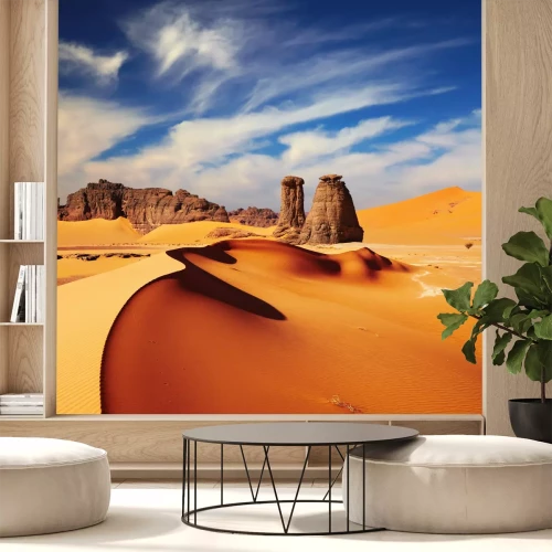 Fotobehang Woestijnduinen en rotsen