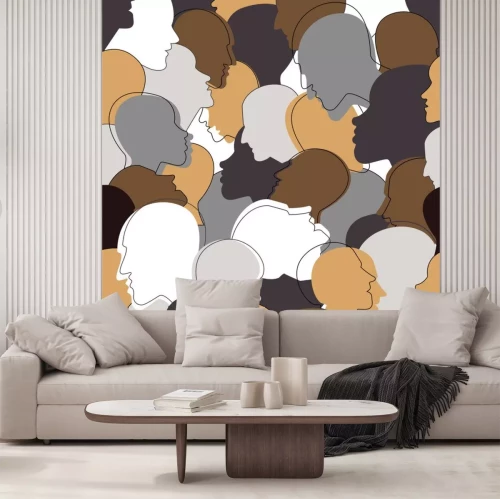 Sticker Patroon met gezichten in verschillende kleuren