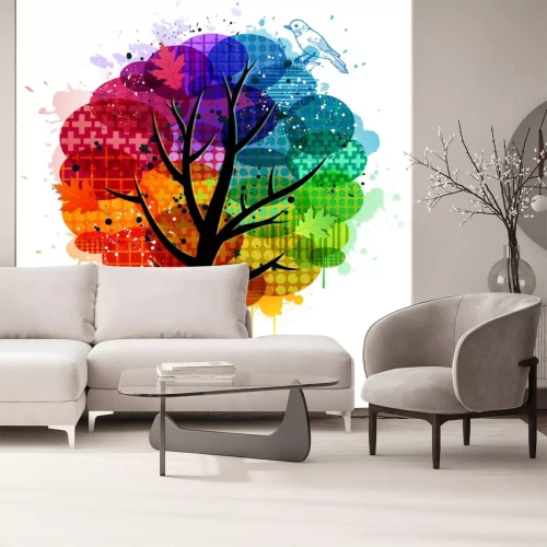 Sticker Mooie abstracte kleur boom achtergrond