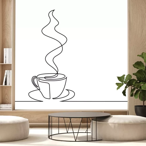Sticker Een kopje koffie dampende eenvoudige afbeelding
