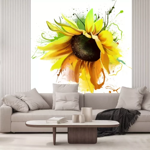 Sticker Zonnebloem op een artistieke compositie