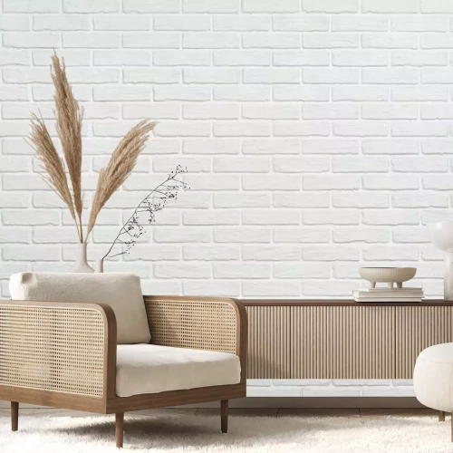 Fotobehang Imitatie van witte bakstenen
